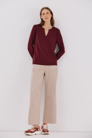 Blusa Manga Larga con Detalle Escote