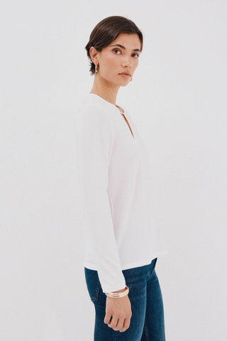 Blusa Manga Larga con Detalle Escote