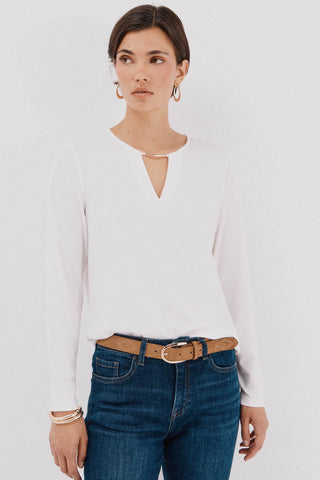 Blusa Manga Larga con Detalle Escote