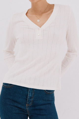 Camiseta Manga Larga con Detalle Botones