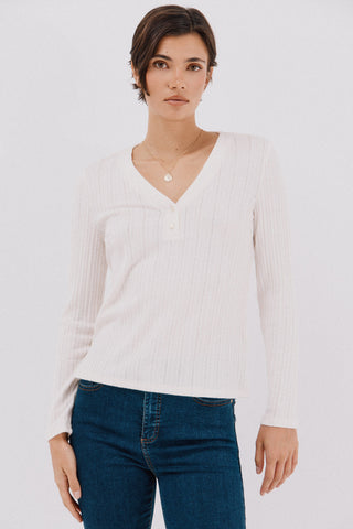 Camiseta Manga Larga con Detalle Botones