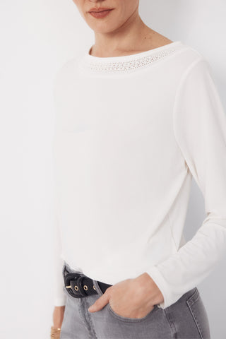 Camiseta Manga Larga con Detalle Encaje