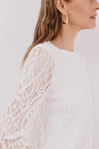 Blusa Manga Larga con Tejido Encaje