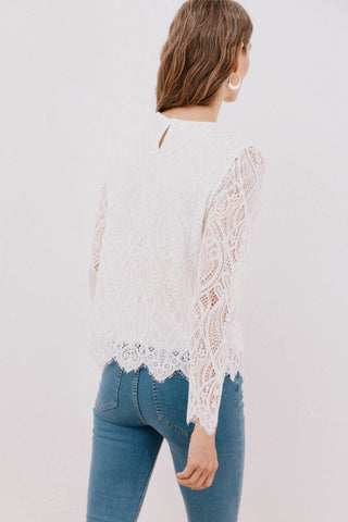 Blusa Manga Larga con Tejido Encaje