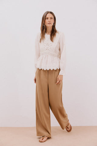 Blusa Manga Larga con Crochet