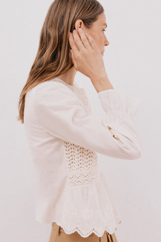 Blusa Manga Larga con Crochet