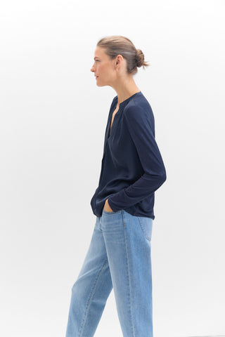 Blusa Manga Larga con Cuello Mao