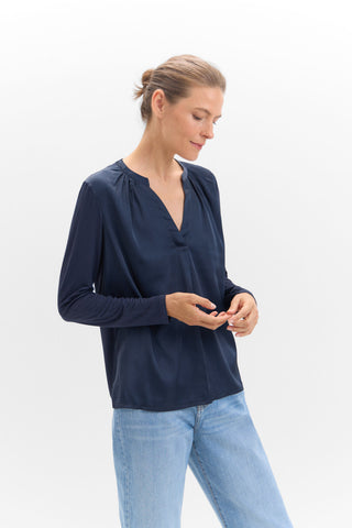 Blusa Manga Larga con Cuello Mao