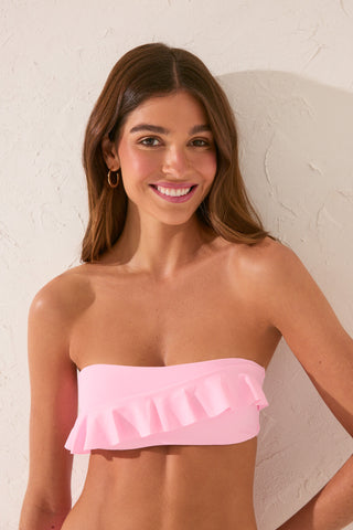 Sujetador Bandeau de Traje de Baño con Volante