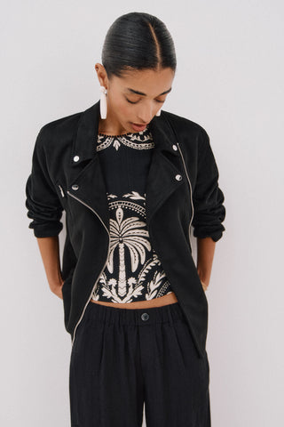 Chaqueta Biker con Efecto Antelina
