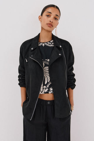 Chaqueta Biker con Efecto Antelina