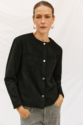 Chaqueta Efecto Piel con Bolsillos