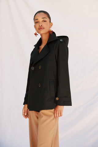 Gabardina con Tejido Satinado Repelente al Agua