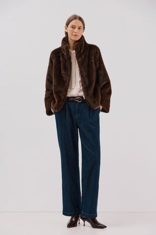 Chaqueta Corta con Tejido Efecto Pelo