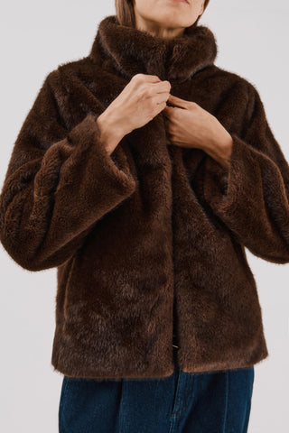 Chaqueta Corta con Tejido Efecto Pelo