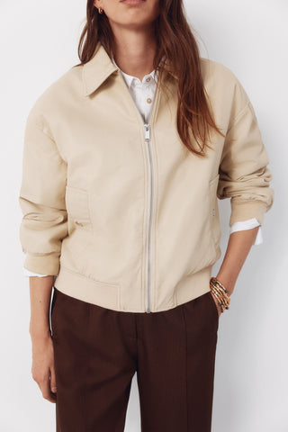 Chaqueta Bomber con Efecto Piel