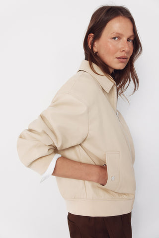 Chaqueta Bomber con Efecto Piel