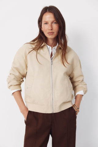 Chaqueta Bomber con Efecto Piel