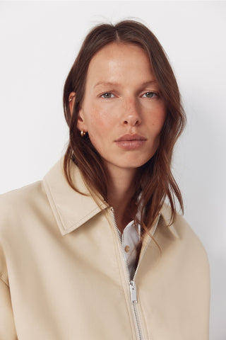 Chaqueta Bomber con Efecto Piel