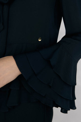 Camisa Manga Larga con Detalle Lazo de Satén