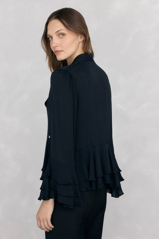 Camisa Manga Larga con Detalle Lazo de Satén