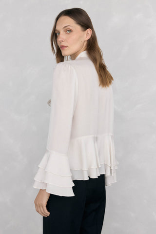 Camisa Manga Larga con Detalle Lazo de Satén