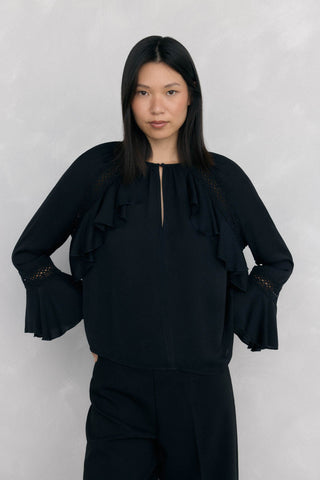 Camisa Manga Larga con Detalle Volantes