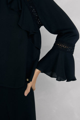 Camisa Manga Larga con Detalle Volantes