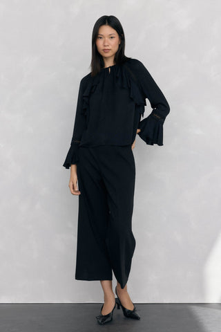 Camisa Manga Larga con Detalle Volantes