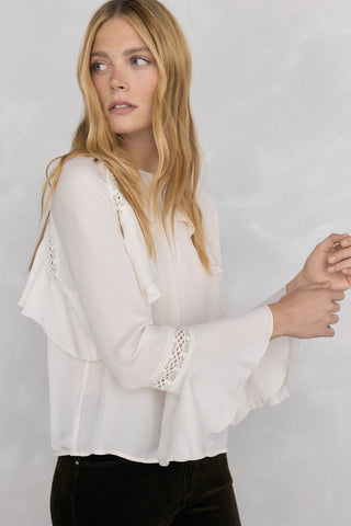 Camisa Manga Larga con Detalle Volantes