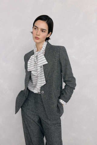 Camisa con Detalle Lazo Estampado Cuadros