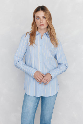 Camisa Oversize con Estampado Rayas