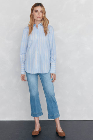 Camisa Oversize con Estampado Rayas