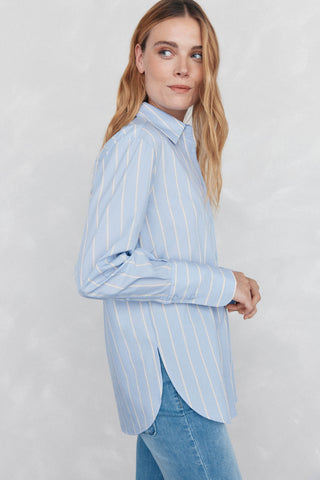 Camisa Oversize con Estampado Rayas