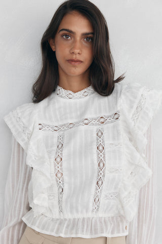 Blusa Manga Larga con Volantes