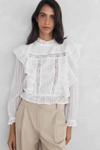 Blusa Manga Larga con Volantes