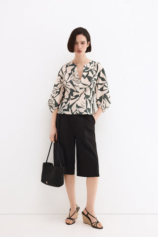 Blusa M/L Lino Estampada.