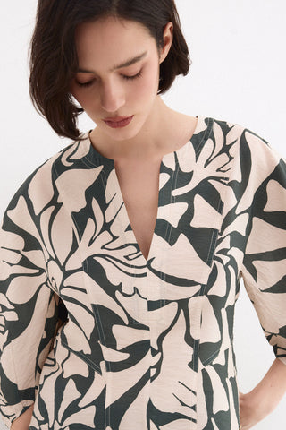 Blusa M/L Lino Estampada.