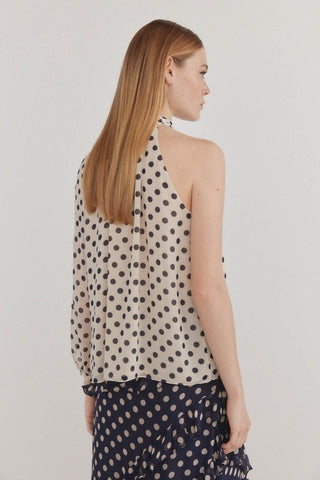 Blusa Asimétrica con Estampado de Puntos