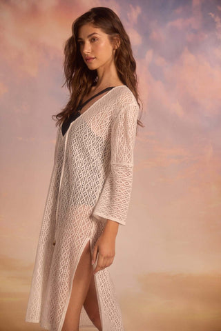 Vestido Escote Pico de Crochet