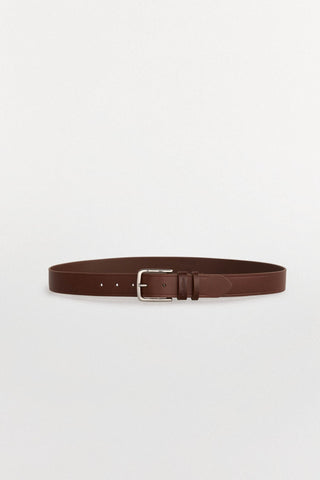 Cinturón con Hebilla Cuadrada de Piel, Hombre