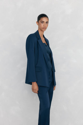 Blazer con Bolsillos Tejido Satinado