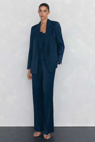 Blazer con Bolsillos Tejido Satinado