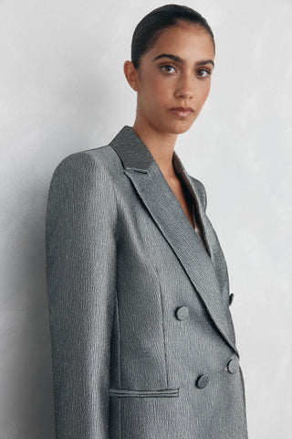 Blazer con Doble Botonadura Tejido Fantasia