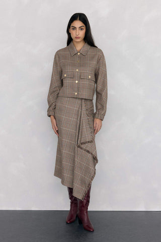 Chaqueta Bomber con Estampado Cuadros