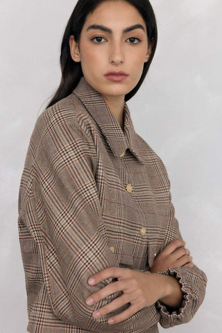 Chaqueta Bomber con Estampado Cuadros