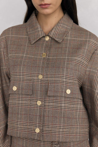 Chaqueta Bomber con Estampado Cuadros