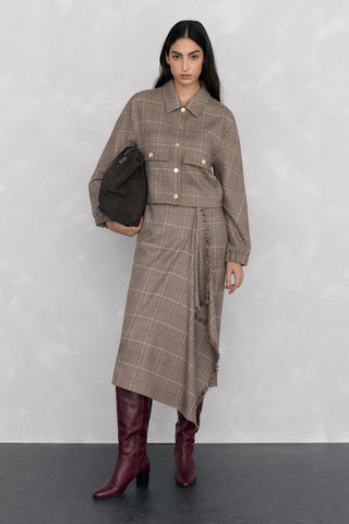 Chaqueta Bomber con Estampado Cuadros