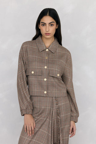 Chaqueta Bomber con Estampado Cuadros