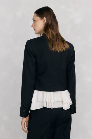 Blazer Corta con Tejido Satinado